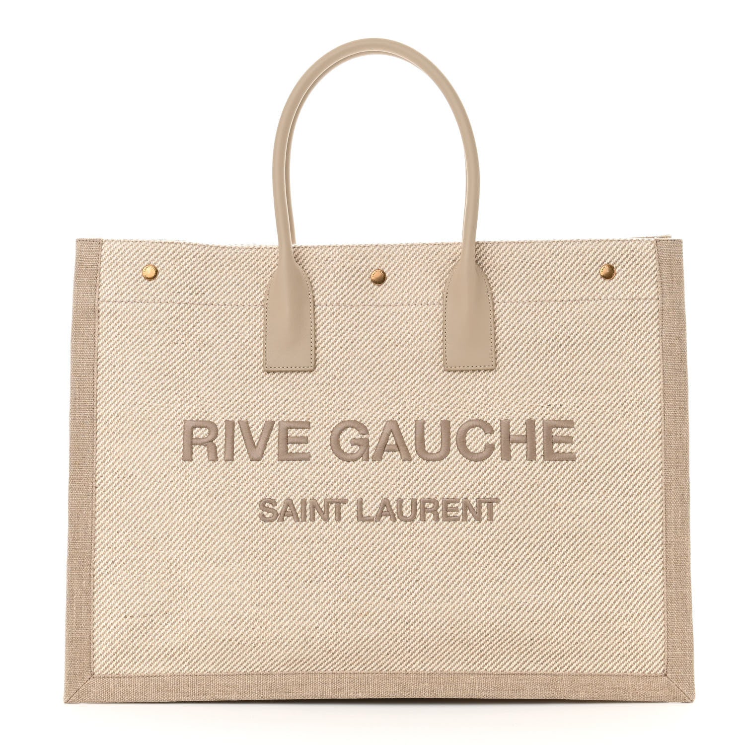 Saint Laurent Linen Calfskin Rive Gauche Tote Beige Sea Salt 1 of 9