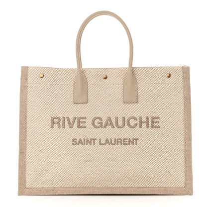 Saint Laurent Linen Calfskin Rive Gauche Tote Beige Sea Salt 1 of 9