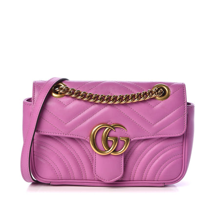 Gucci Calfskin Matelasse Mini GG Marmont Shoulder Bag Candy Mousse 1 of 10