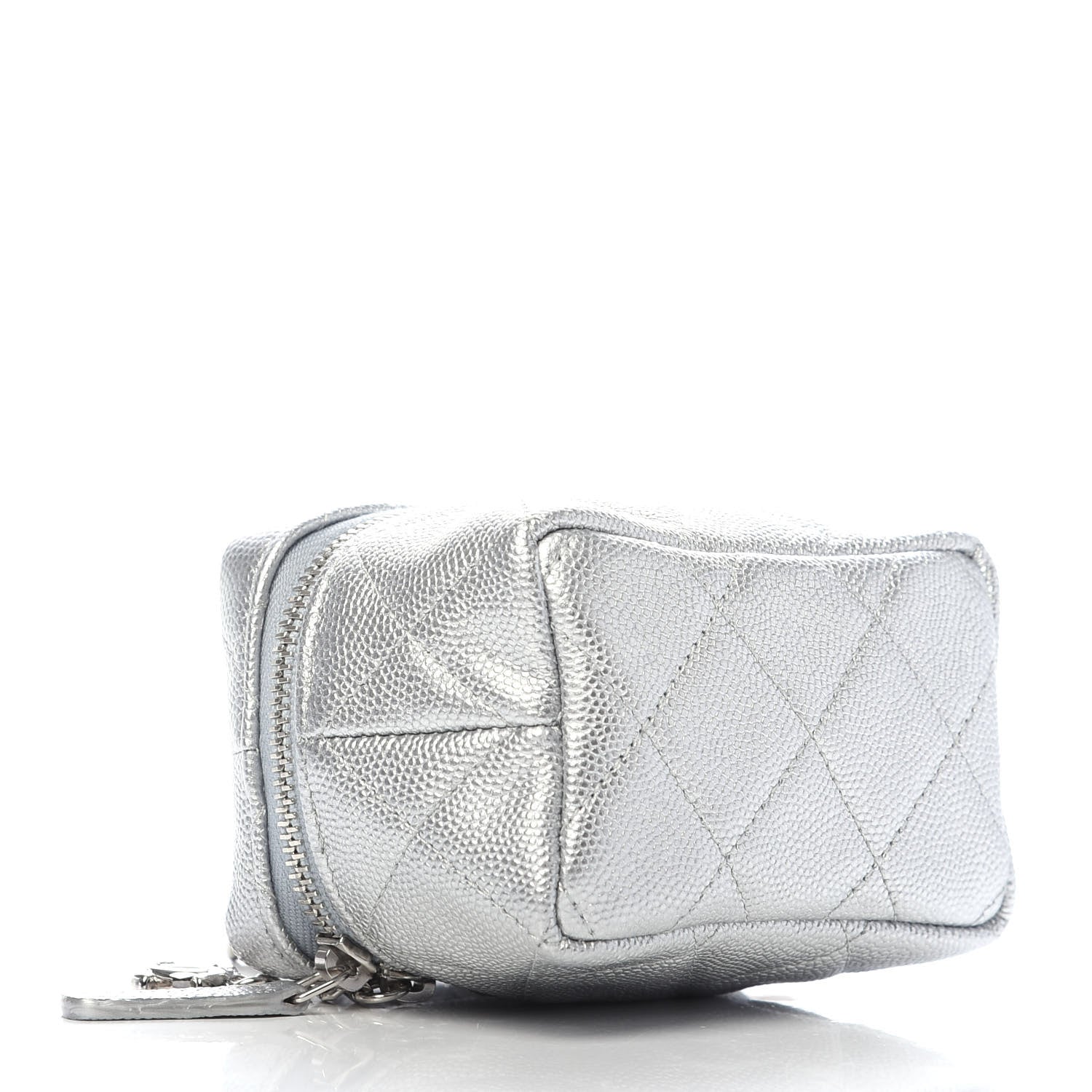 Chanel Metallic Caviar Quilted Mini Top Handle Vanity With Chain Silver 4 of 10