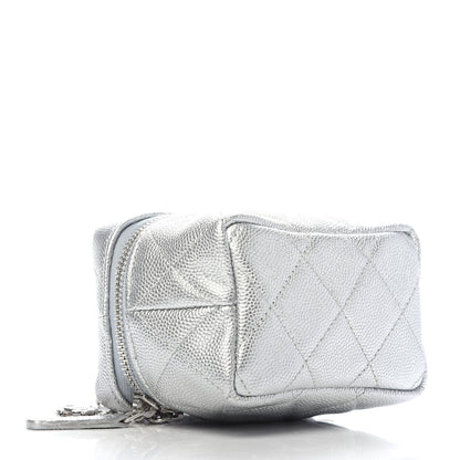 Chanel Metallic Caviar Quilted Mini Top Handle Vanity With Chain Silver 4 of 10