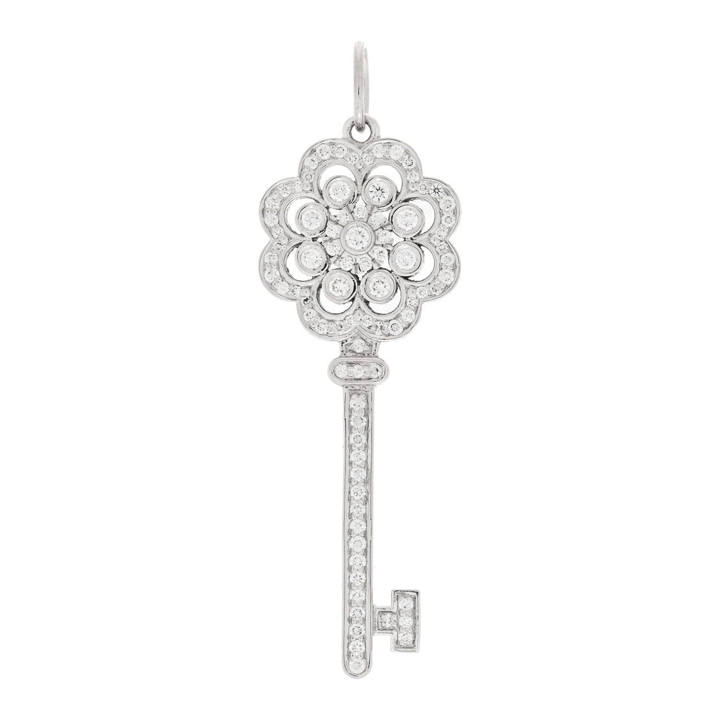 Platinum Diamond Rose Key Pendant