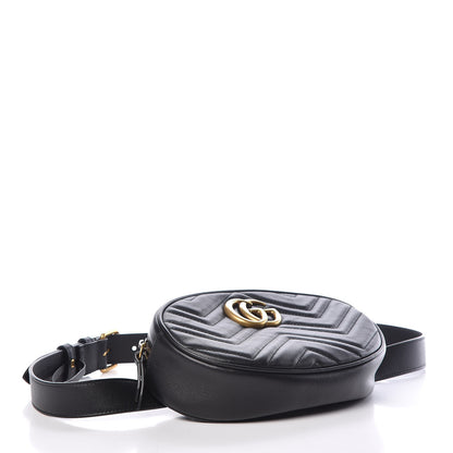 Gucci Calfskin Matelasse GG Marmont Belt Bag 95 38 Black 4 of 10