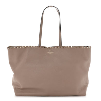 Valentino Garavani Grained Calfskin Rockstud Shoulder Tote Poudre 1 of 11