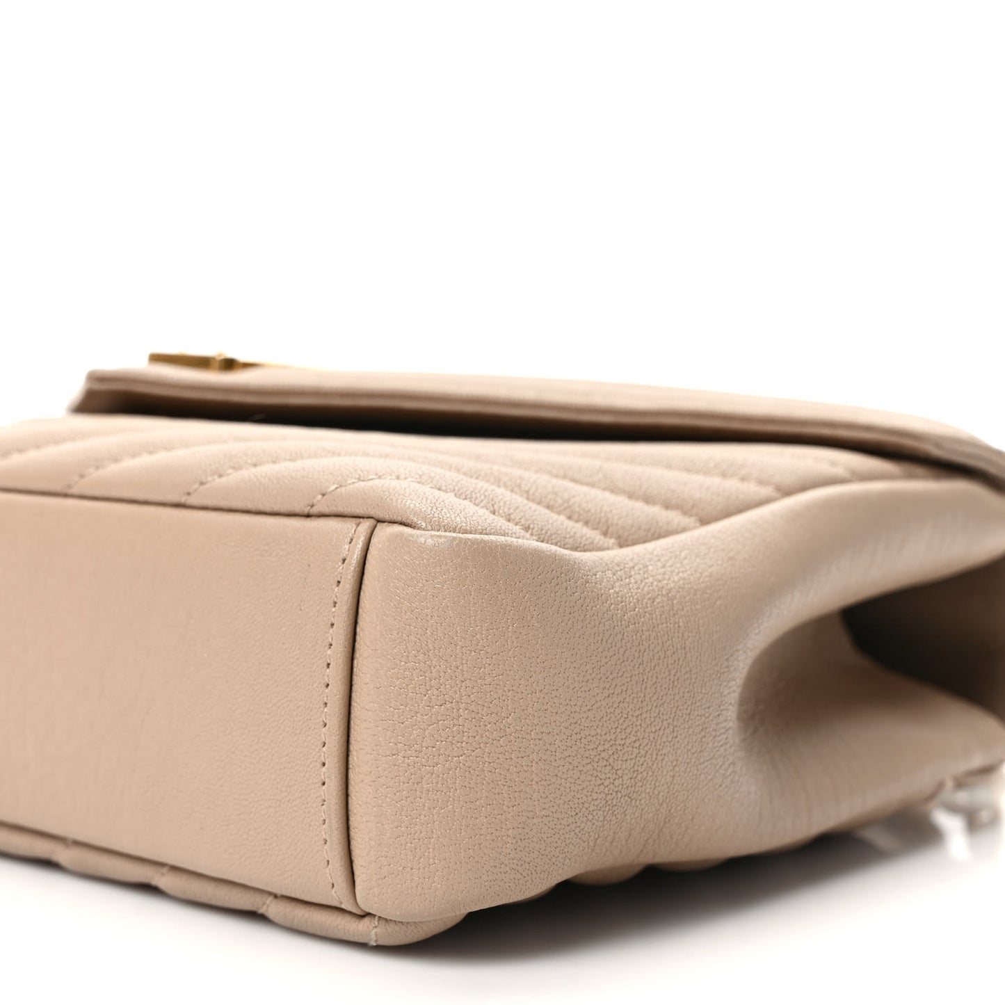 Sheepskin Matelasse Chevron Monogram Medium College Bag Dark Beige