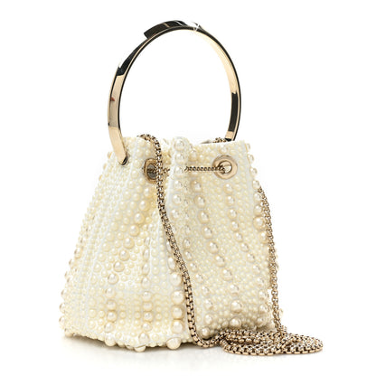 Jimmy Choo Satin Pearl Embellished Bon Bon Bag Ivory 3 of 8