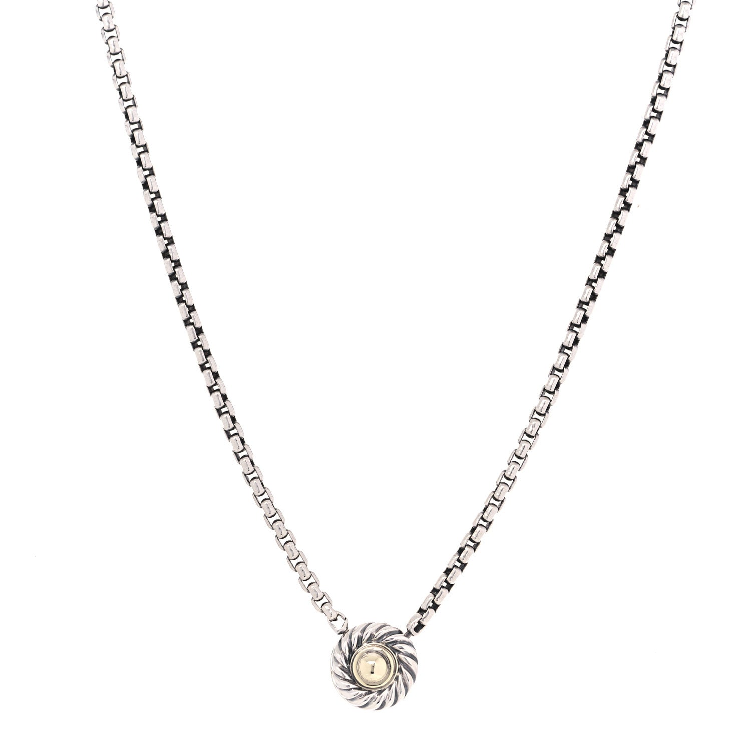 David Yurman Sterling Silver 14K Yellow Gold Cookie Pendant Necklace 1 of 4