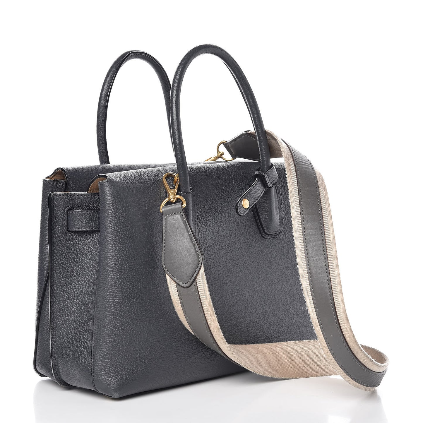 Grained Calfskin Medium Milla Tote Phantom Grey