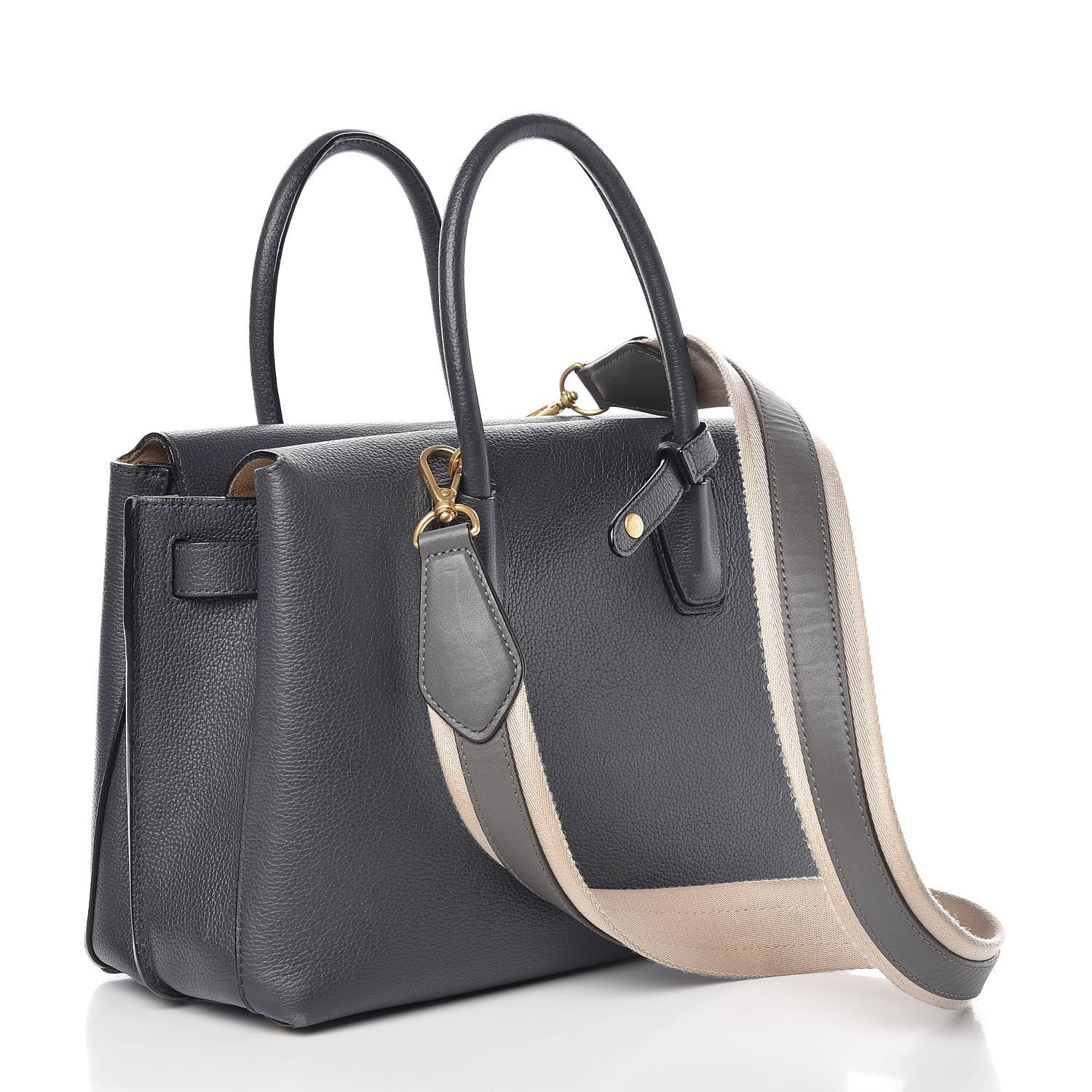 MCM Grained Calfskin Medium Milla Tote Phantom Grey 3 of 19
