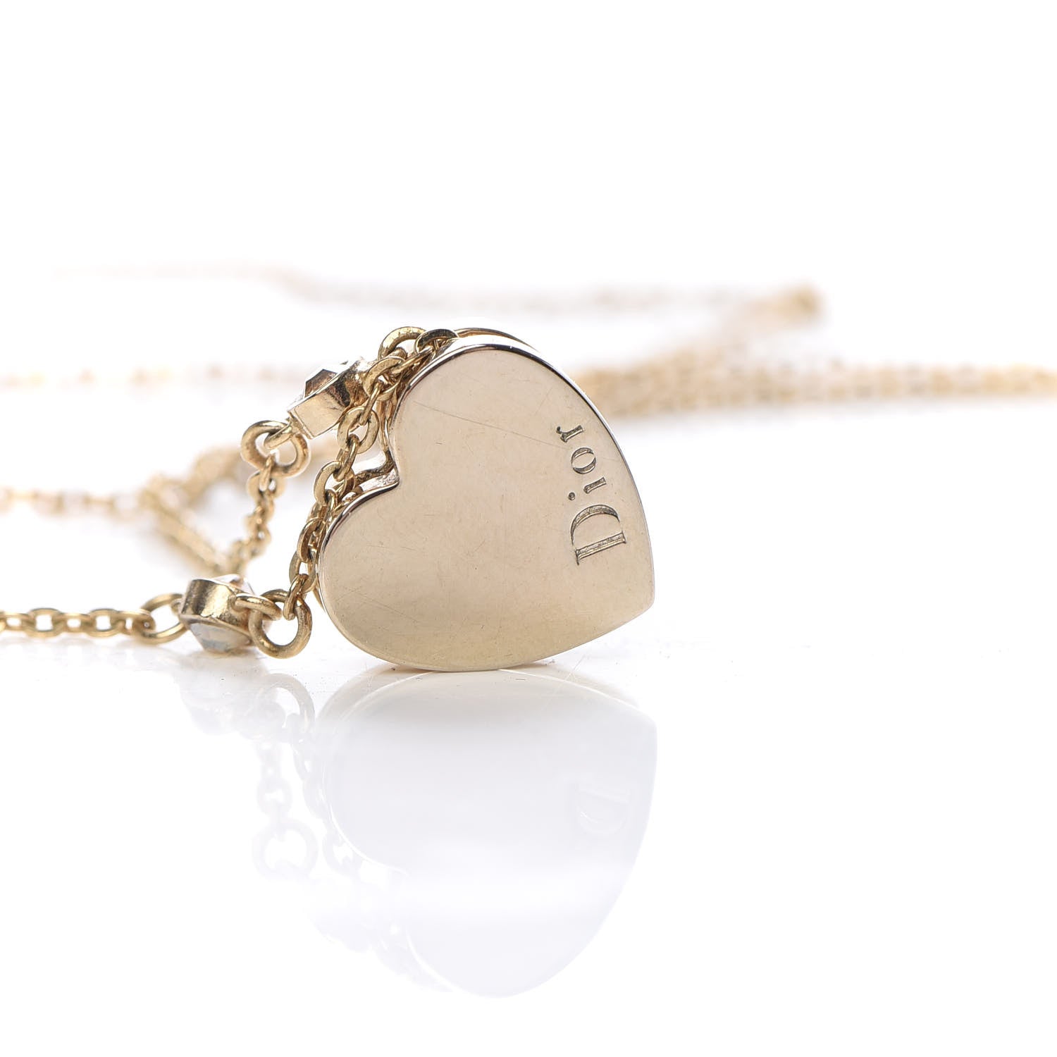 Christian Dior Crystal Heart Multi Strand Necklace Gold 4 of 5