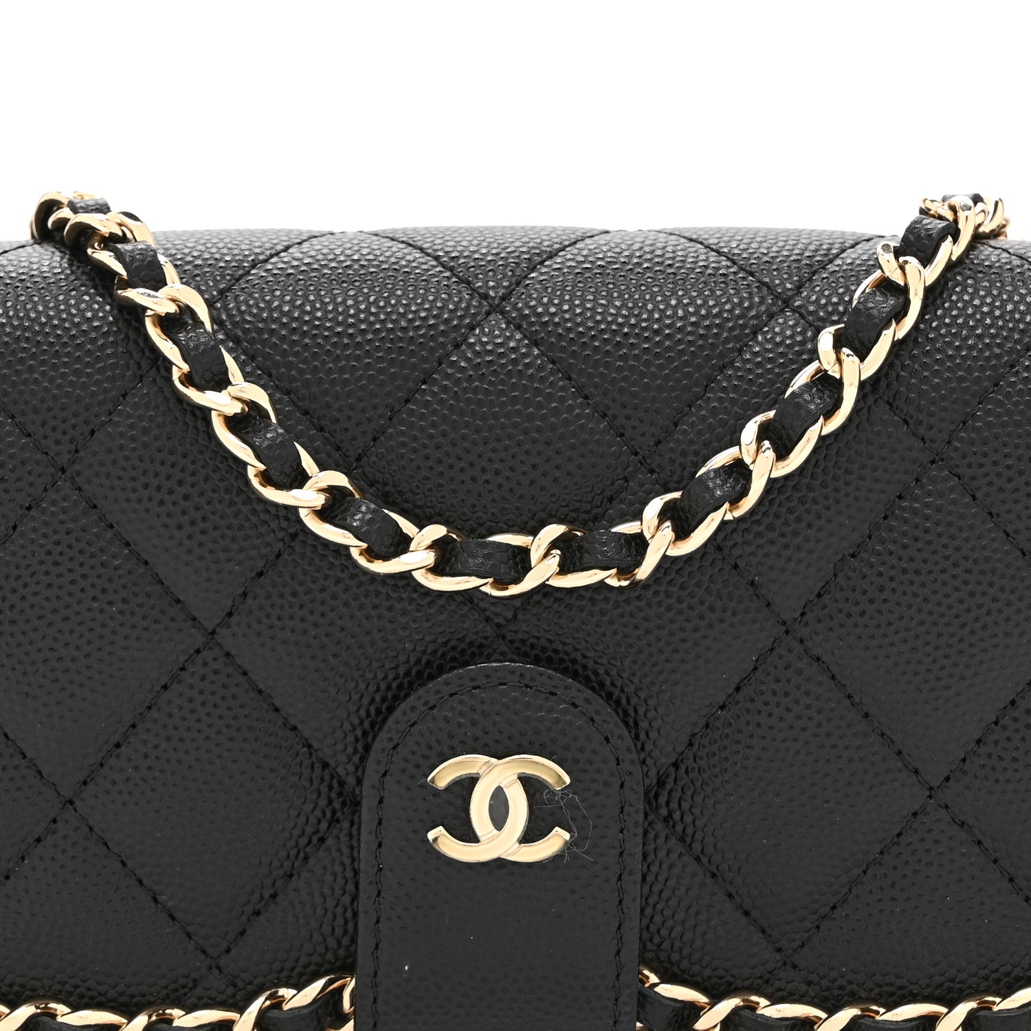 Chanel Caviar Quilted Chain Glasses Case Black 8 of 10