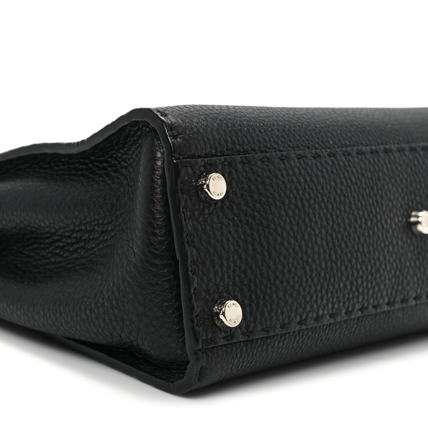 Fendi Cuoio Romano Selleria Bi-Color Medium Peekaboo Iconic Satchel Black Mou 10 of 11