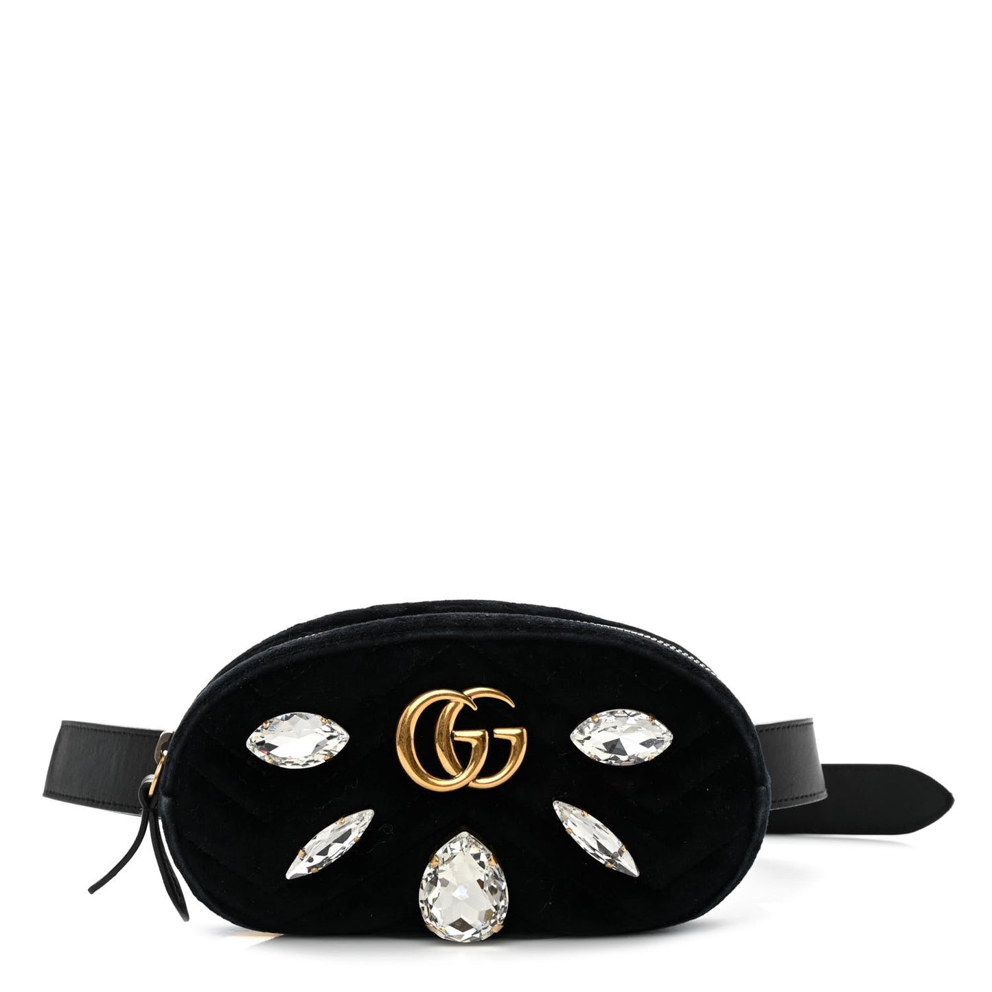 Velvet Matelasse Marquise Crystals GG Marmont Belt Bag 85 34 Black