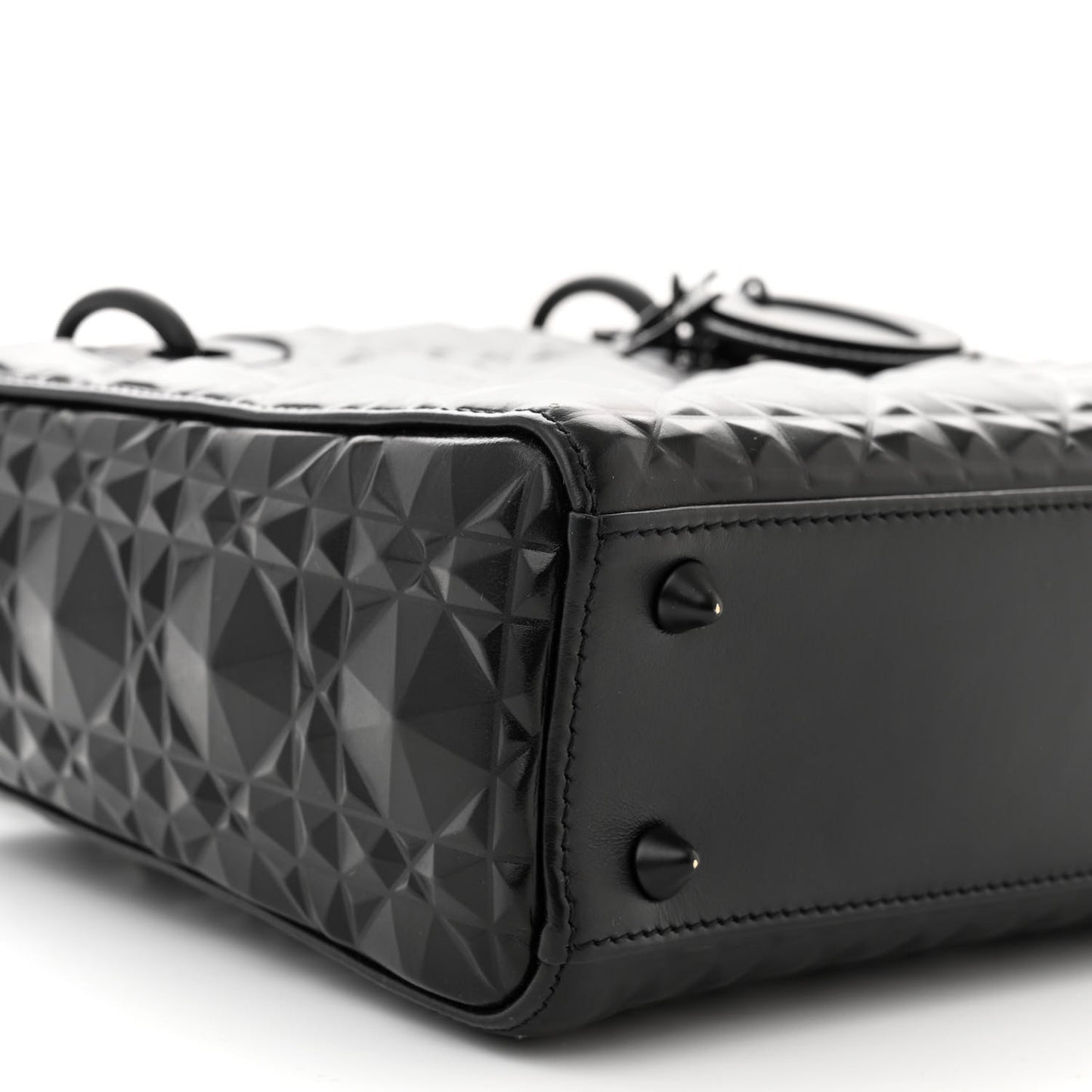 Calfskin Cannage Diamond Small Lady Dior Black