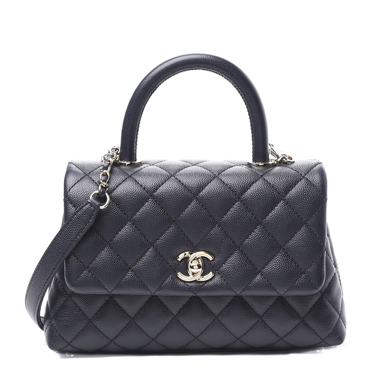 Chanel Caviar Quilted Mini Coco Handle Flap Navy Blue 1 of 11