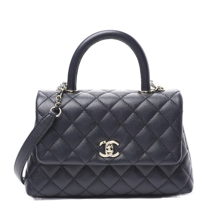 Chanel Caviar Quilted Mini Coco Handle Flap Navy Blue 1 of 11