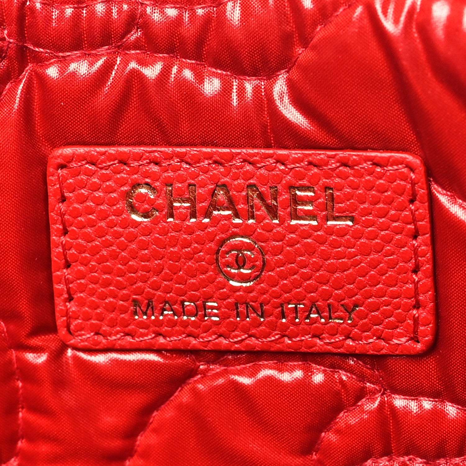 Chanel Caviar Camellia Embossed Medium Cosmetic Case Red 6 of 7