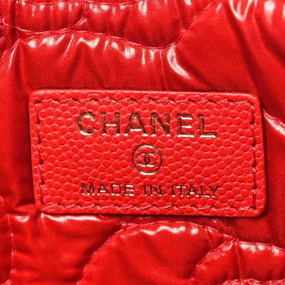 Chanel Caviar Camellia Embossed Medium Cosmetic Case Red 6 of 7