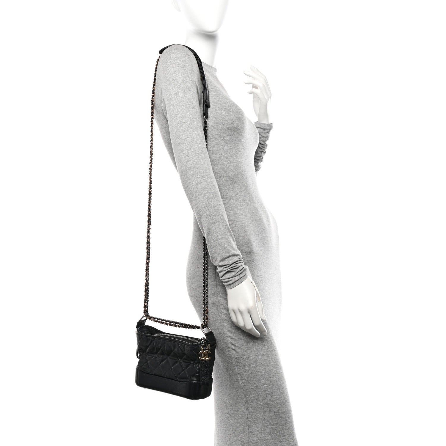 Chanel Aged Calfskin Quilted Small Gabrielle Hobo Black 2 of 11