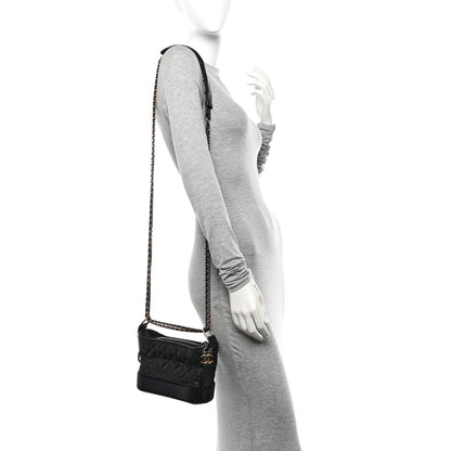 Chanel Aged Calfskin Quilted Small Gabrielle Hobo Black 2 of 11