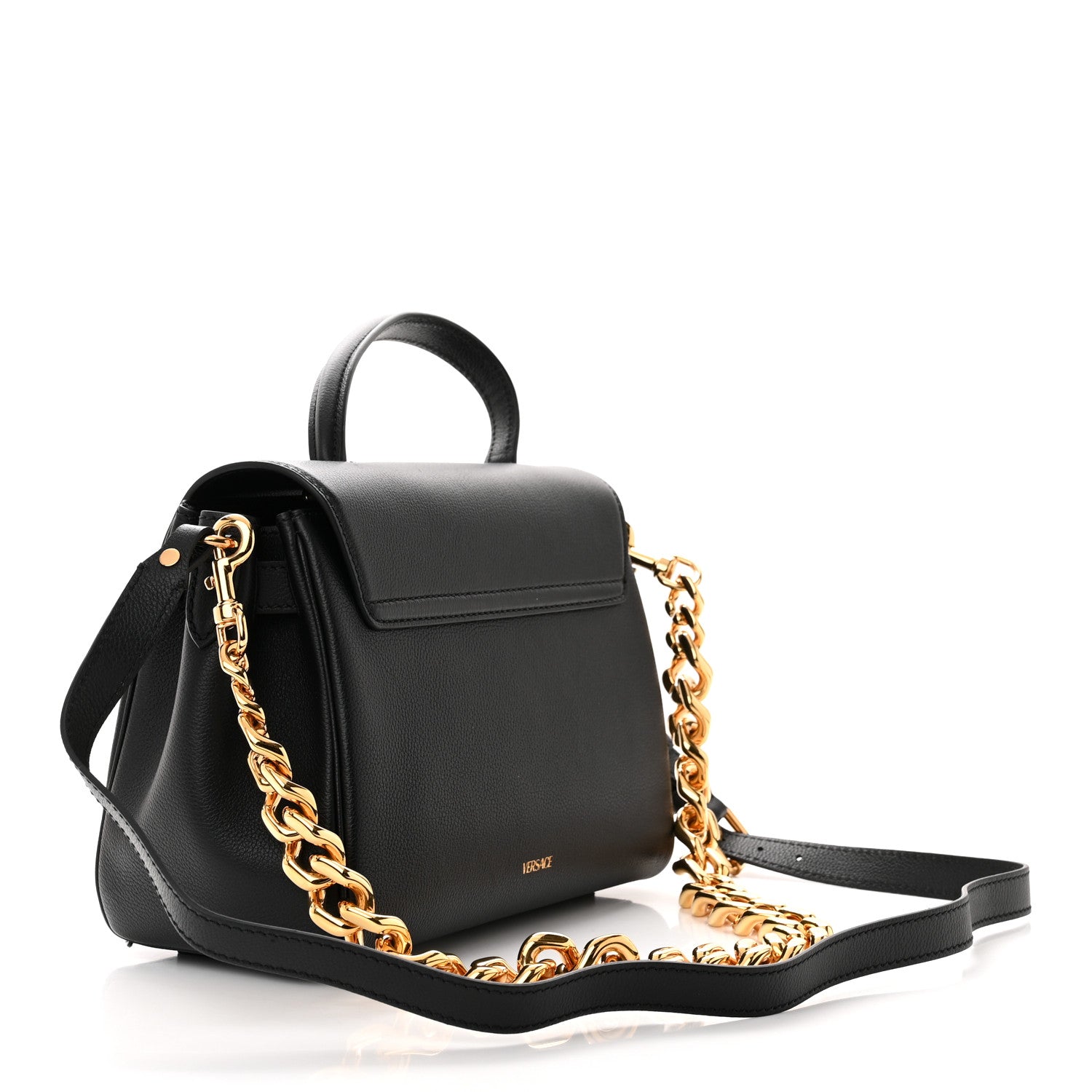 Versace Calfskin Medium La Medusa Top Handle Handbag Black 3 of 11