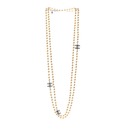 Chanel Pearl Multistrand CC Long Necklace Pearly White 3 of 5