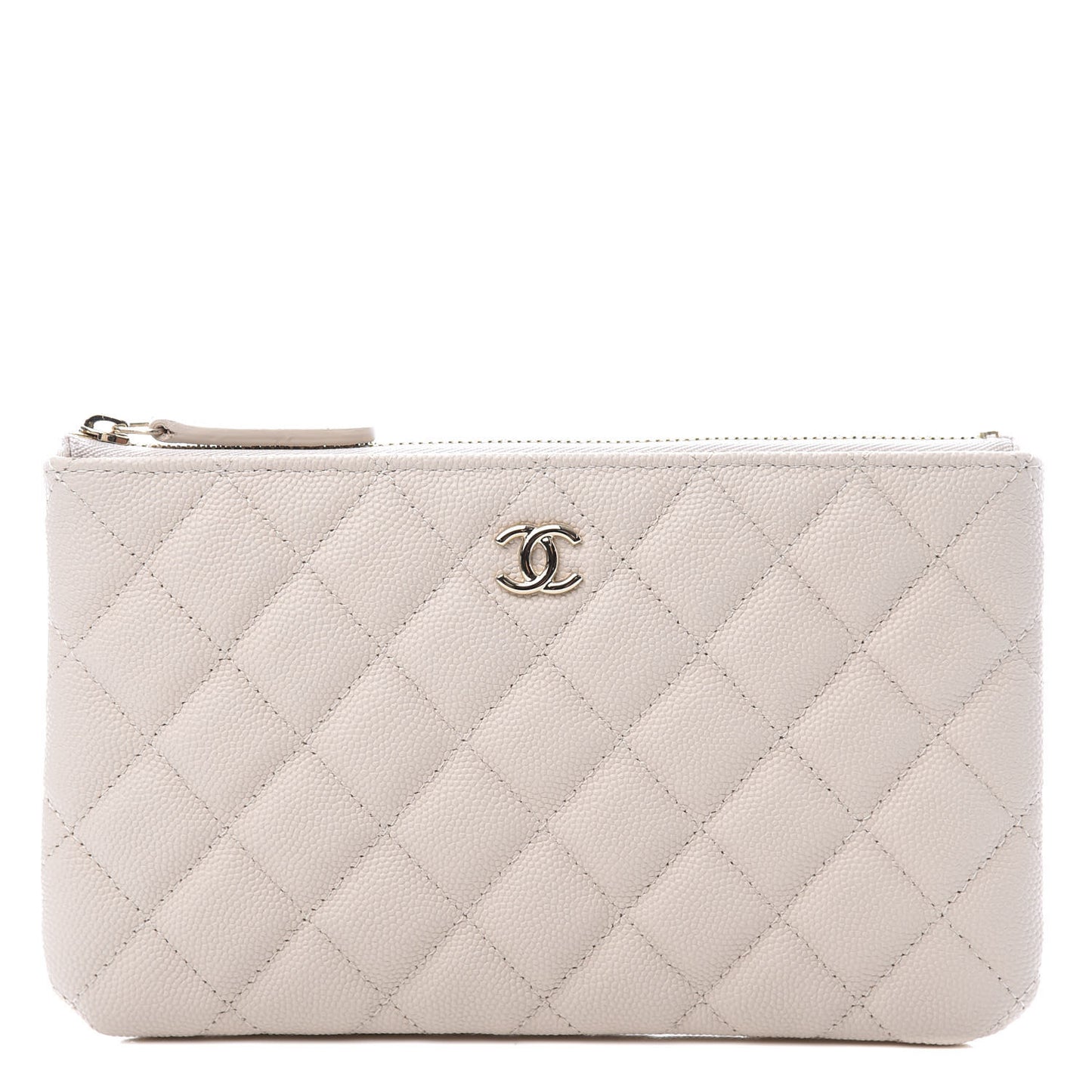 Caviar Quilted Cosmetic Case Light Beige