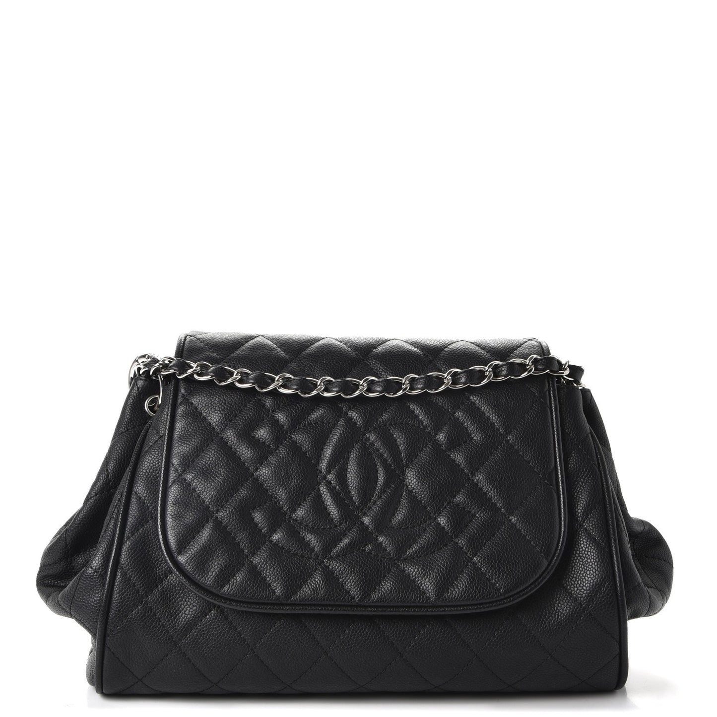 Caviar Quilted Timeless Accordion Flap Black