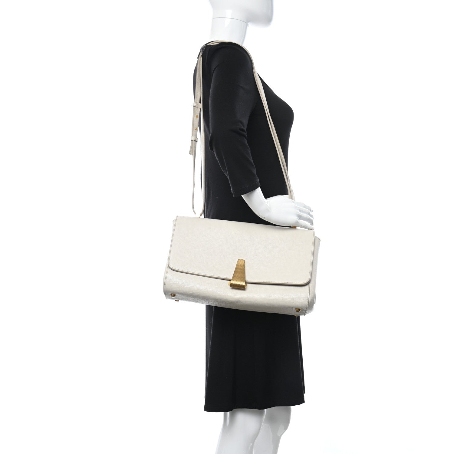 Bottega Veneta Calfskin BV Angle Shoulder Bag Off White 2 of 10