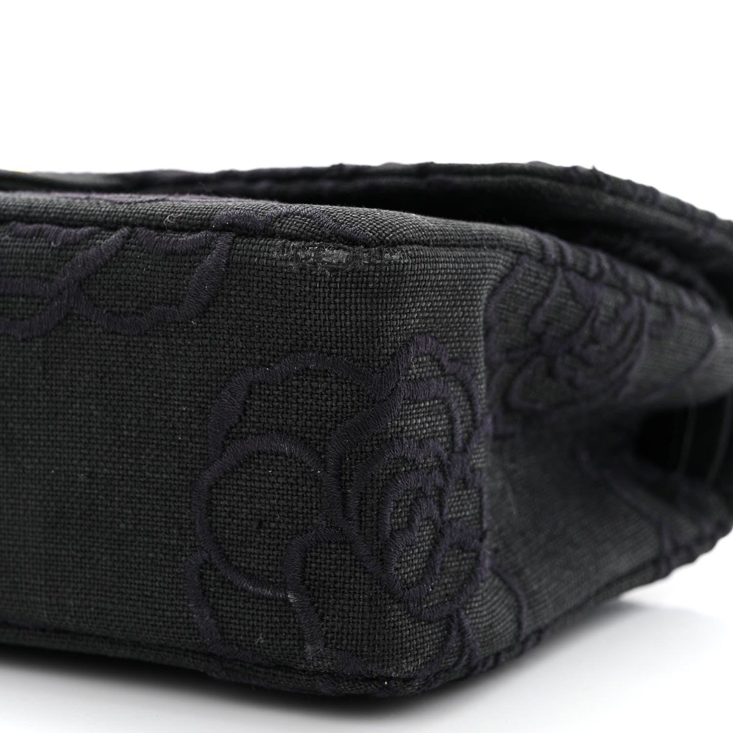 Chanel Canvas Camellia Embroidered Small Double Flap Black 10 of 13