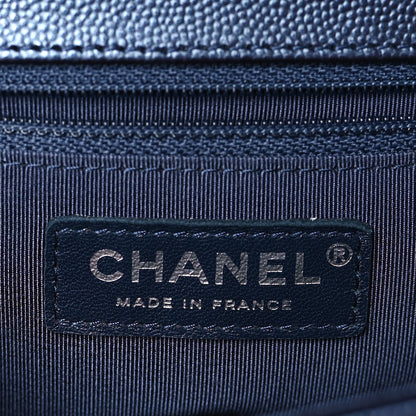Chanel Metallic Caviar Quilted New Medium Boy Flap Navy 6 of 10
