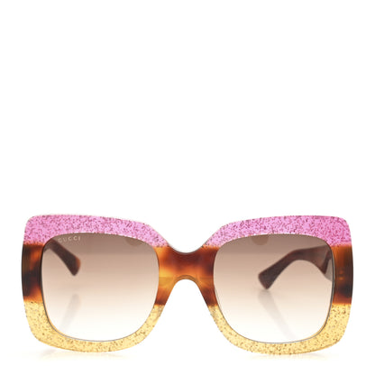 Gucci Square Frame GG0083S Sunglasses Glitter Pink Multi 2 of 8