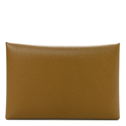 Hermes Madame Calfskin Calvi Card Case Bronze Dore 1 of 8