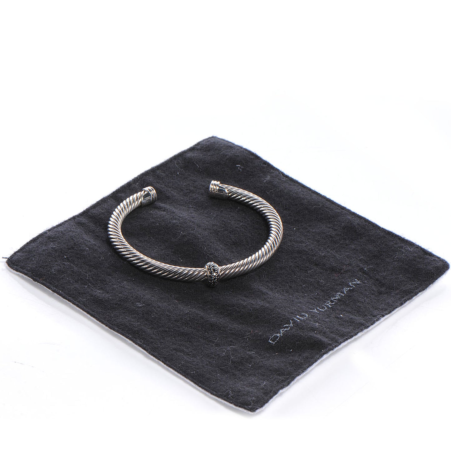 Sterling Silver Black Diamond 5mm Cable Classics Cuff Medium