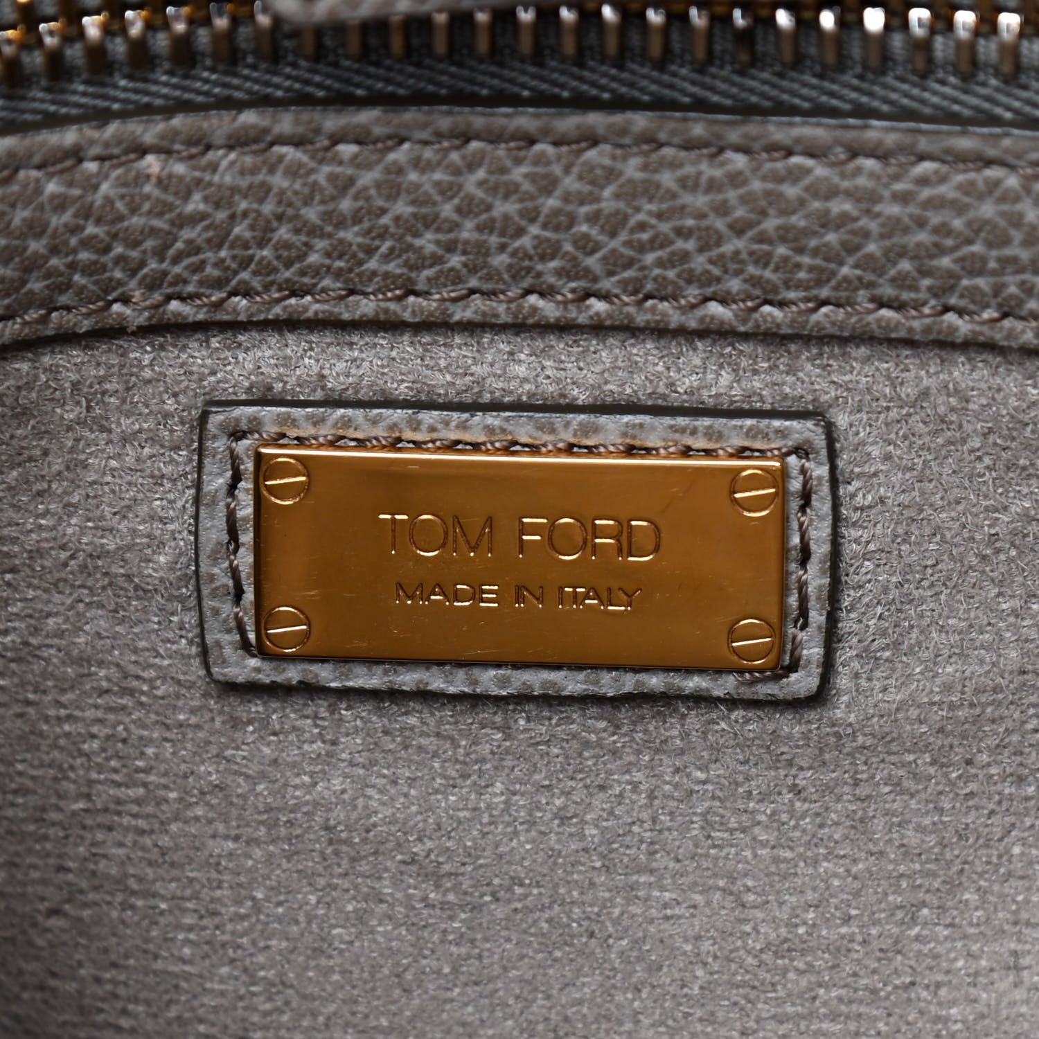 Tom Ford Pebbled Calfskin Jennifer Zip Tote Grey 5 of 10
