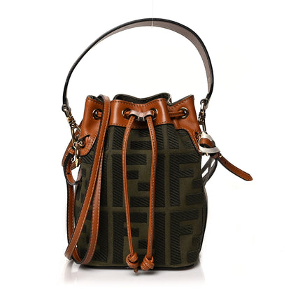 Fendi Canvas Vitello King F is Fendi FF Embroidered Mini Mon Tresor Bucket Bag Amazzonia Cuoio 1 of 12