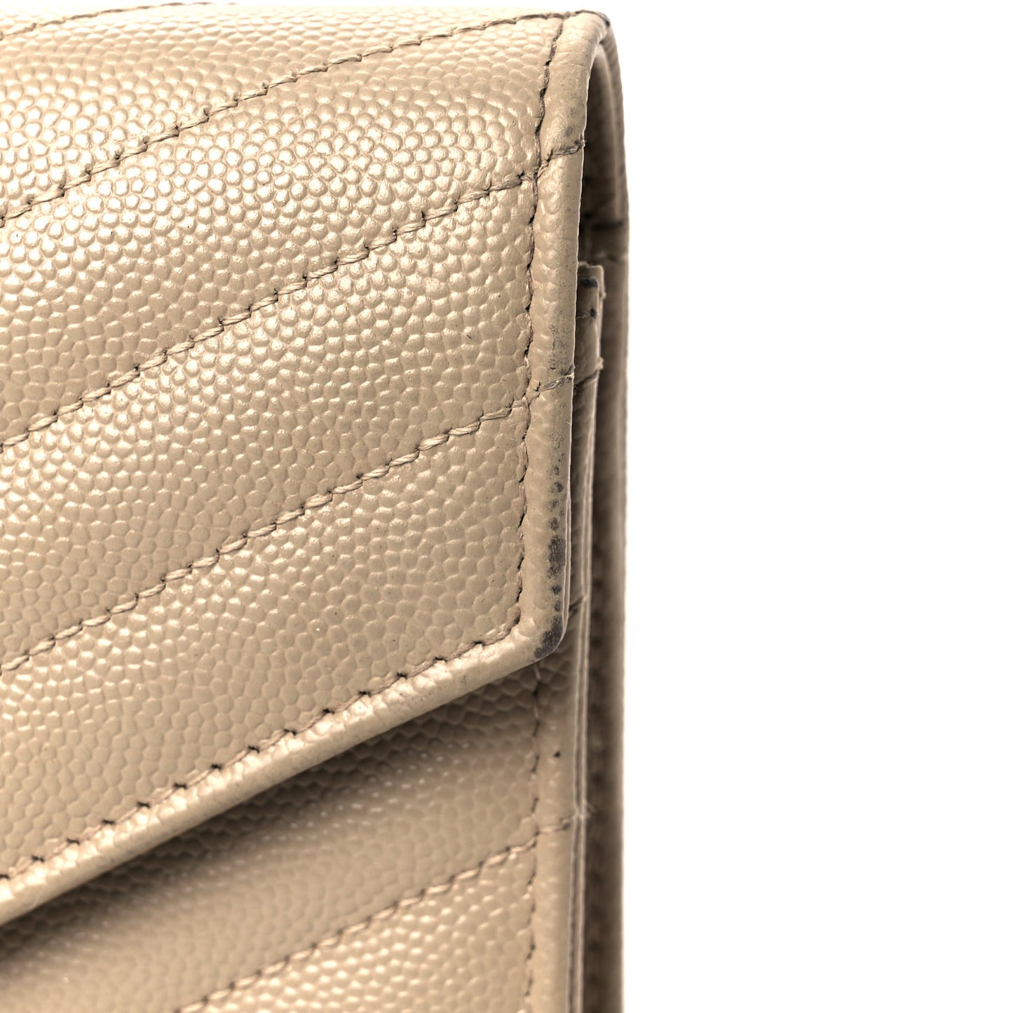 Grain De Poudre Matelasse Chevron Monogram Envelope Chain Wallet Dark Beige