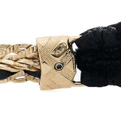 Chanel Metal Lambskin Crystal CC Chain Tie Headband Gold Black 4 of 4