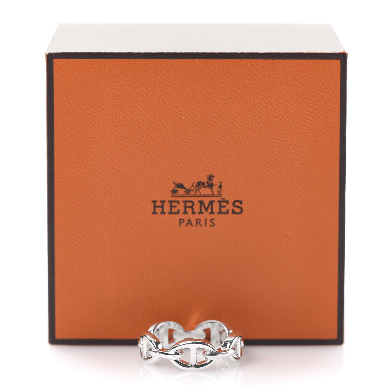 Hermes Sterling Silver PM Chaine d'Ancre Enchainee Band Ring 56 7.5 7 of 7