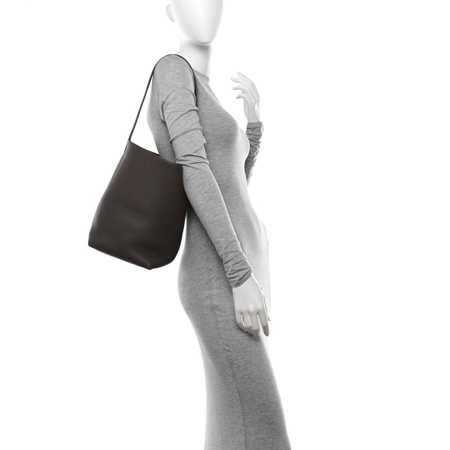 Grained Calfskin Medium N/S Park Tote Dark Taupe