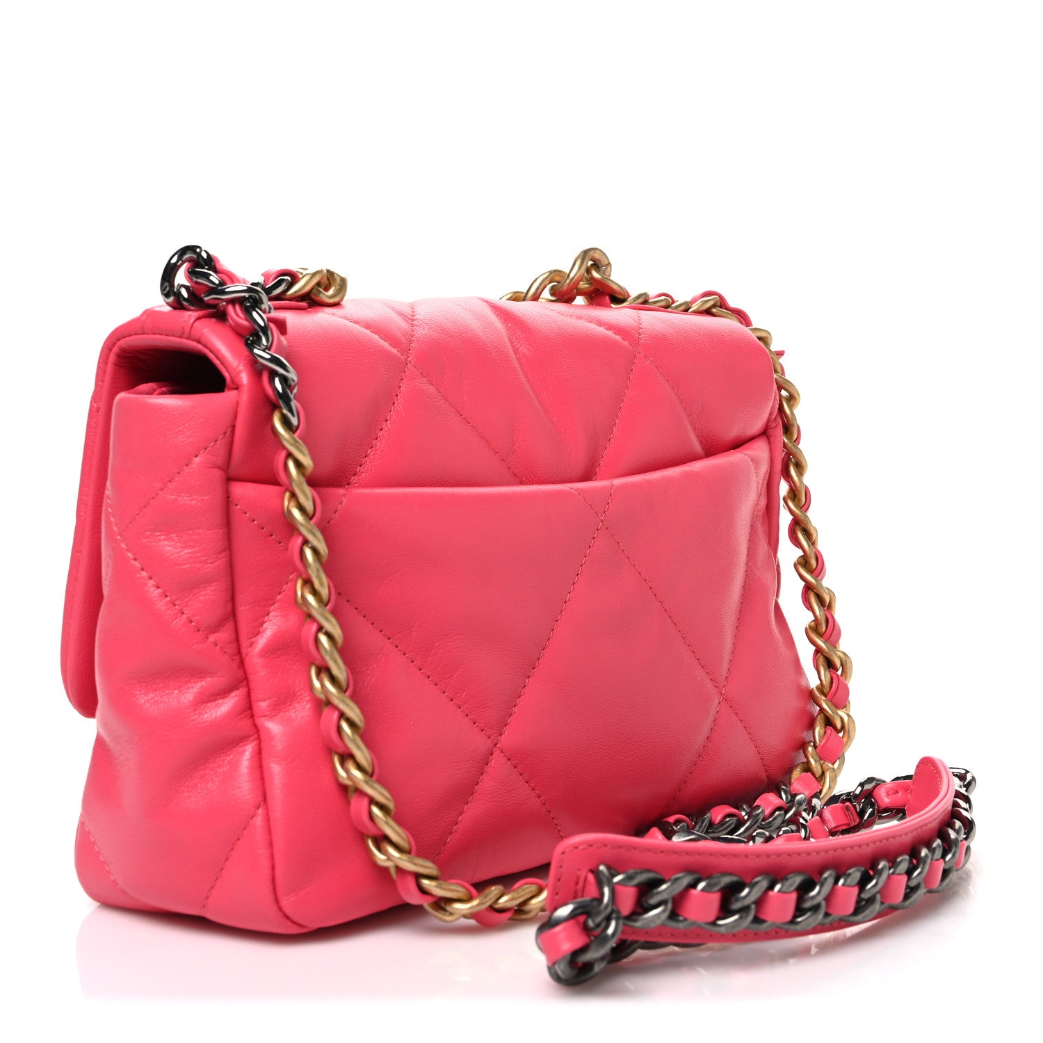 Chanel Goatskin Quilted Medium Chanel 19 Flap Pink 3 of 10