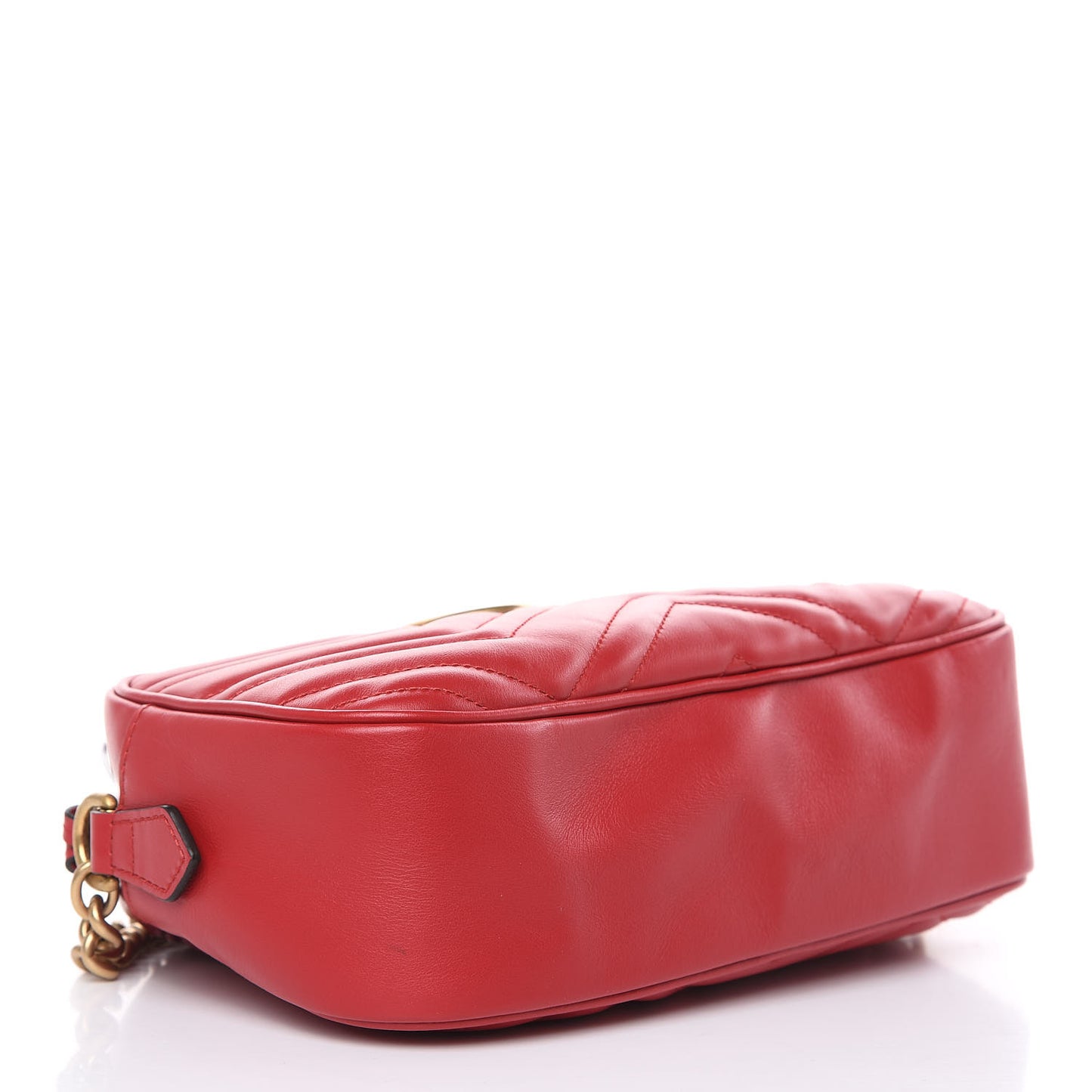 Calfskin Matelasse Small GG Marmont Chain Shoulder Bag Hibiscus Red