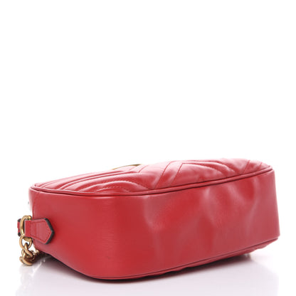 Gucci Calfskin Matelasse Small GG Marmont Chain Shoulder Bag Hibiscus Red 4 of 10