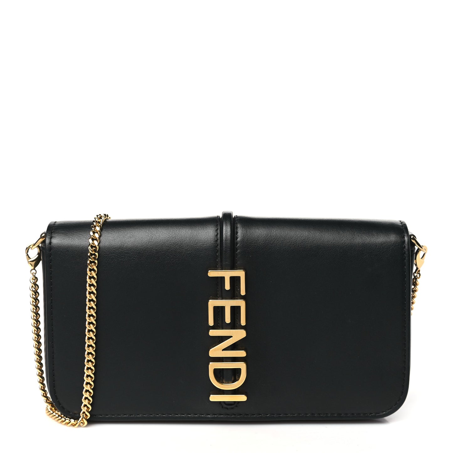 Vitello Grace Matte Fendigraphy Wallet On Chain Black