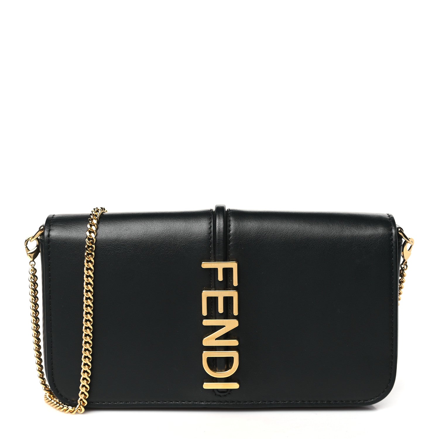Fendi Vitello Grace Matte Fendigraphy Wallet On Chain Black 1 of 10