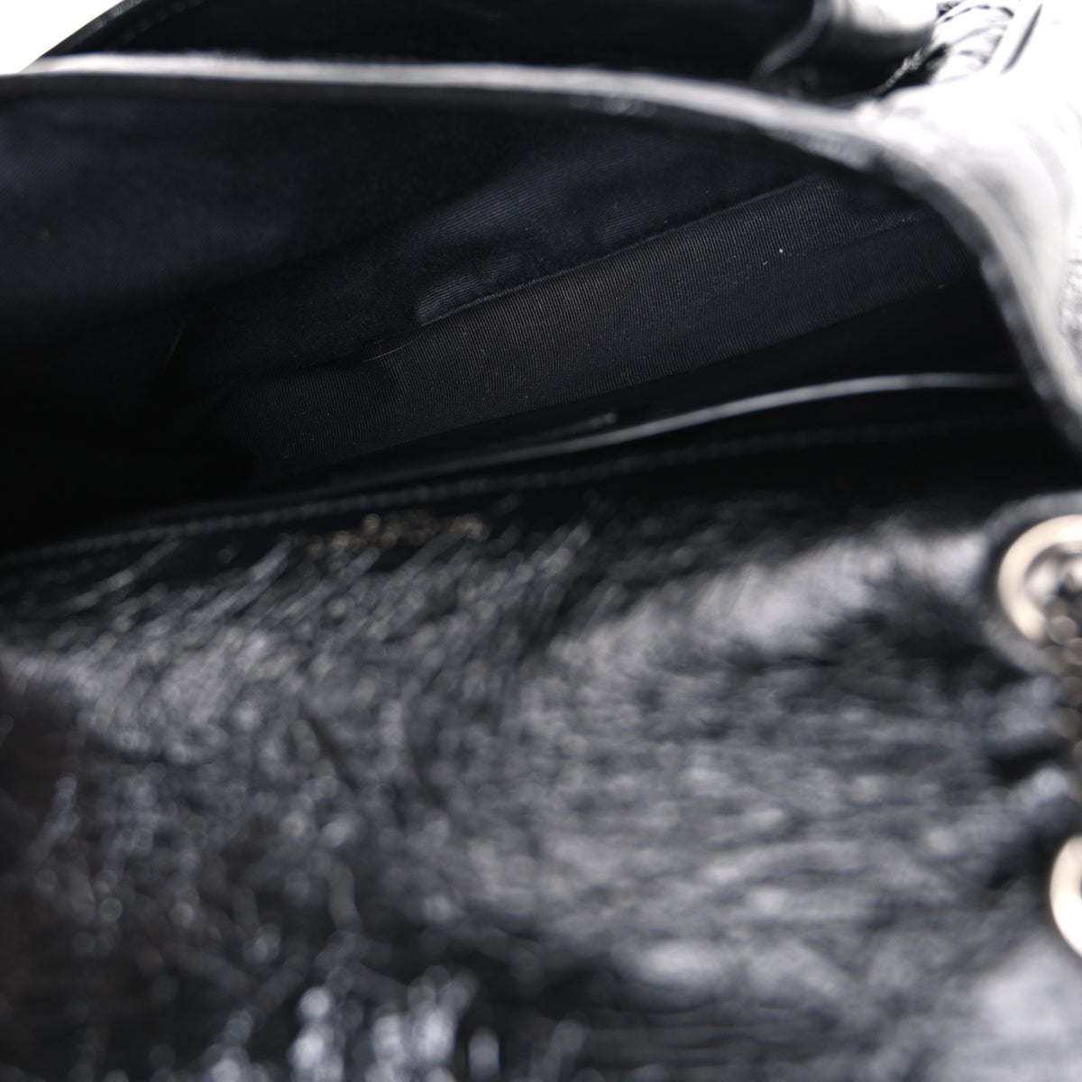 Saint Laurent Crinkled Calfskin Matelasse Monogram Baby Niki Chain Satchel Black 5 of 10
