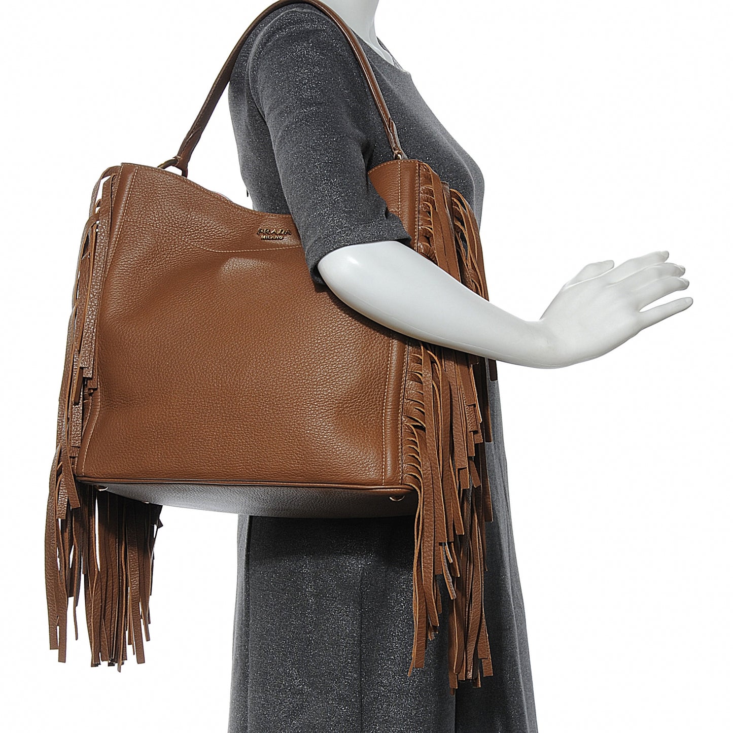 Cervo Deerskin Fringe Hobo Cammello