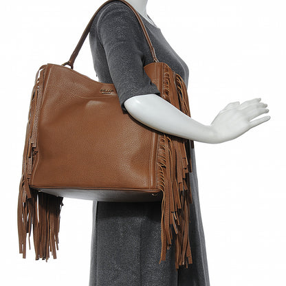 Prada Cervo Deerskin Fringe Hobo Cammello 2 of 10