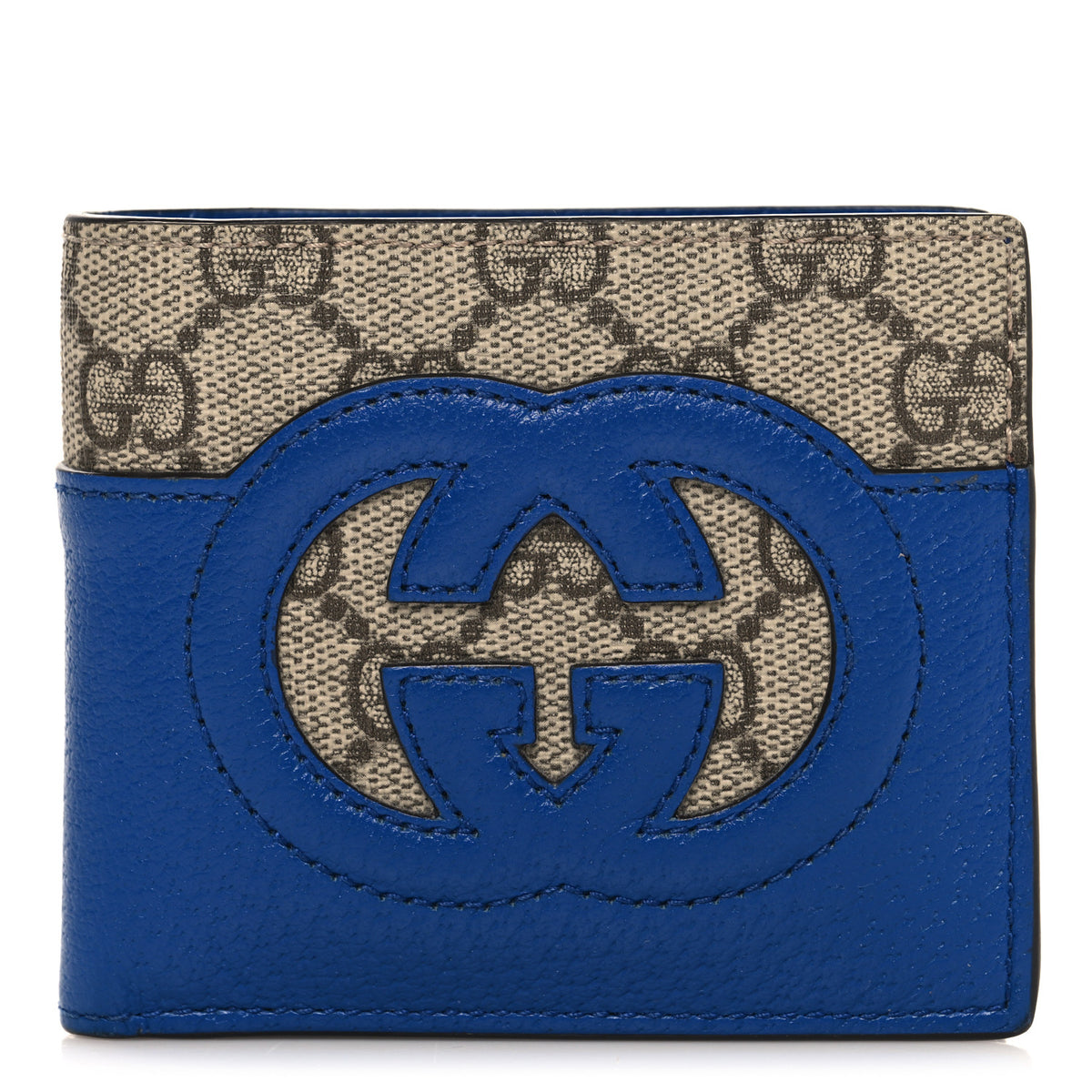 Gucci GG Supreme Monogram Soho Bi-Fold Wallet Beige New Acero Blue 1 of 8