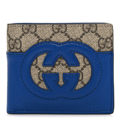 Gucci GG Supreme Monogram Soho Bi-Fold Wallet Beige New Acero Blue 1 of 8
